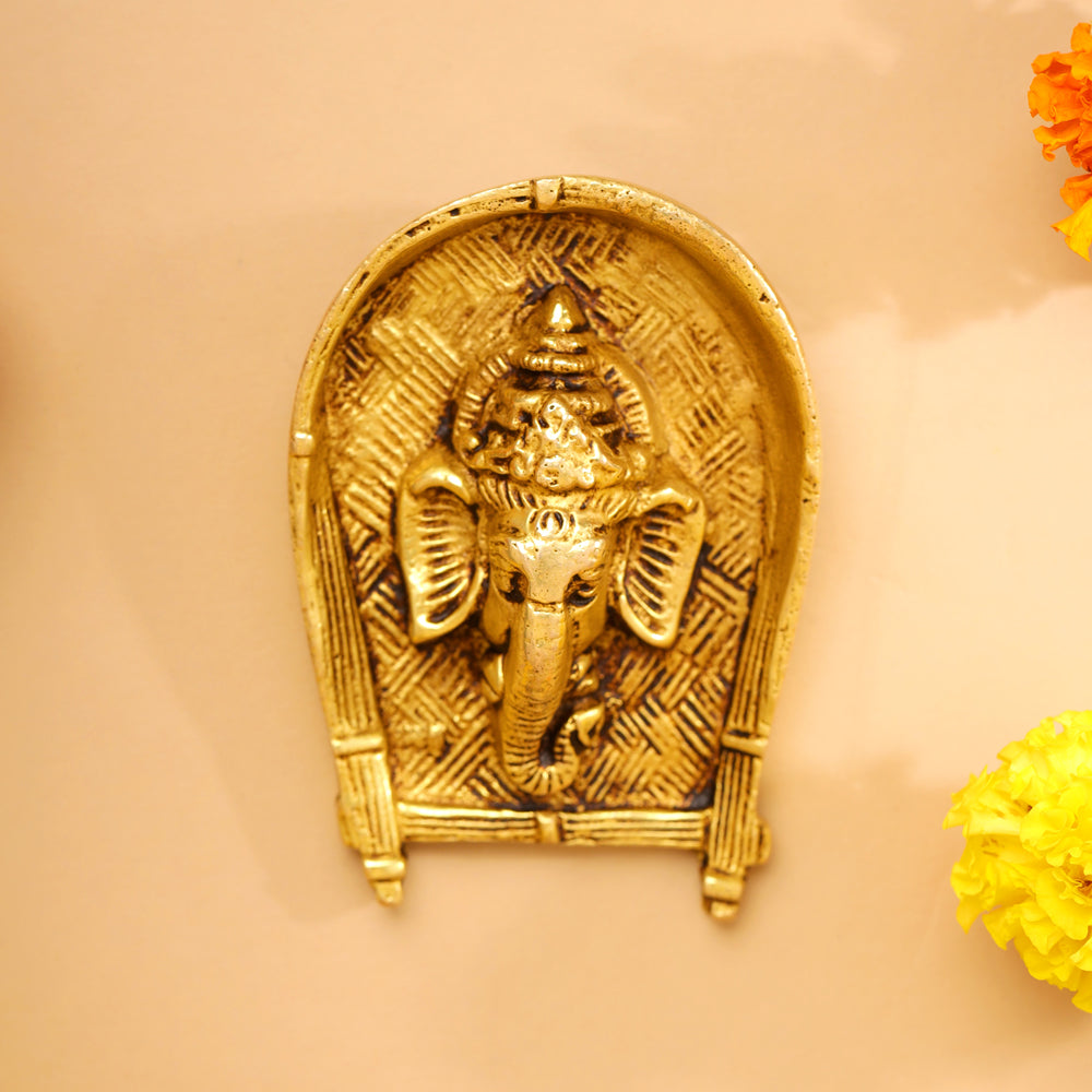 Brass Ganesha Face Wall Hanging (4 Inch) Vedansh Craft