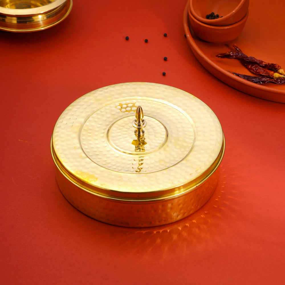 Brass Hammered Masala Daani/Spice Box Vedansh Craft
