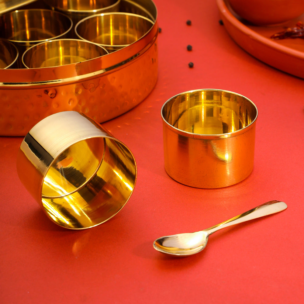 Brass Hammered Masala Daani/Spice Box Vedansh Craft