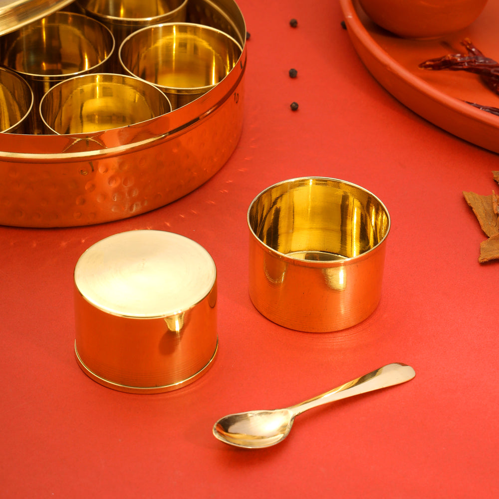Brass Hammered Masala Daani/Spice Box Vedansh Craft