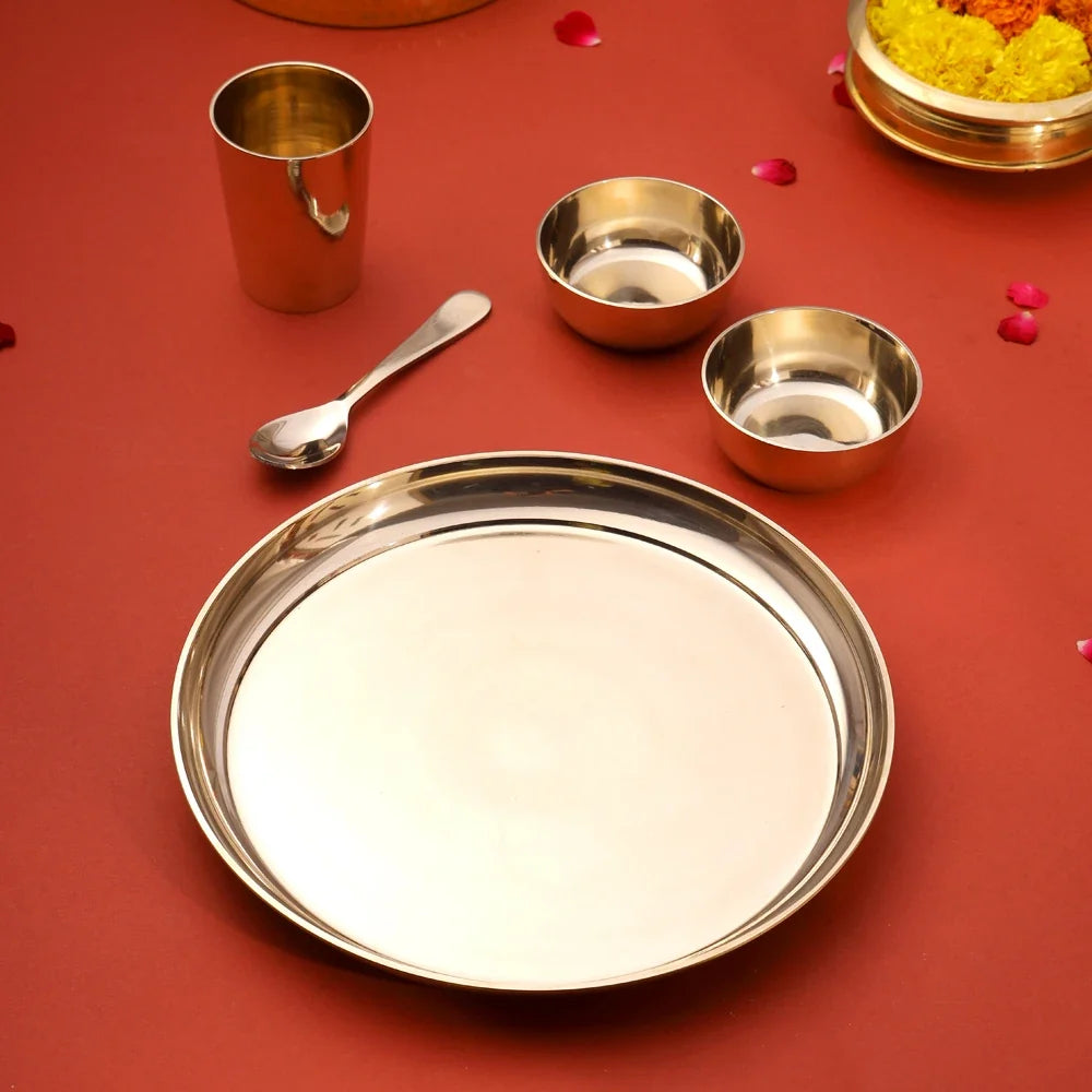 Pure Kansa/Bronze Thali/Dinner Set (1.6 Kg) Vedansh Craft