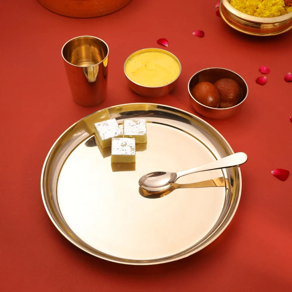 Pure Kansa/Bronze Thali/Dinner Set (1.6 Kg) Vedansh Craft