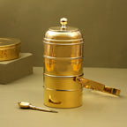 Brass 3-Tier Lunch Box/Tiffin Box (12 Inch) Vedansh Craft