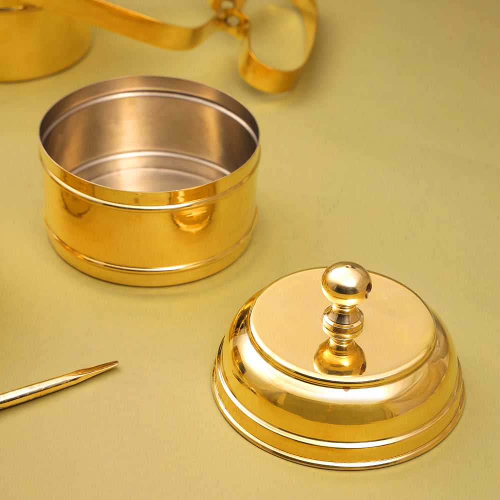 Brass 3-Tier Lunch Box/Tiffin Box (12 Inch) Vedansh Craft