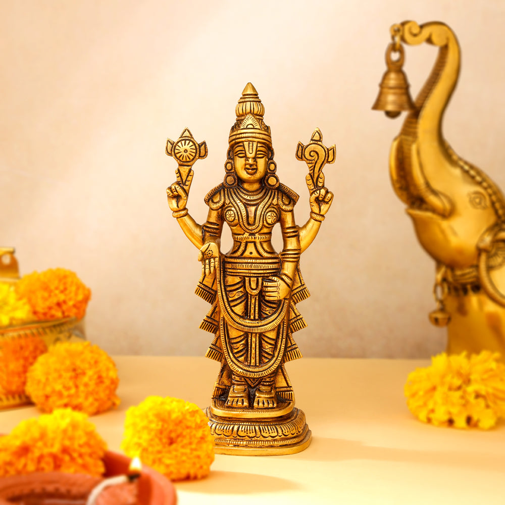 Brass Superfine Tirupati Balaji/Venkateshwar Idol (9 Inch) Vedansh Craft