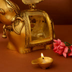 Brass Elephant Diya With Bell (10.5 Inch) Vedansh Craft