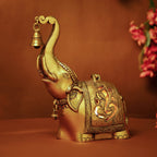 Brass Elephant Diya With Bell (10.5 Inch) Vedansh Craft