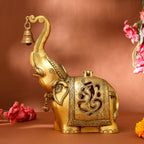 Brass Elephant Diya With Bell (10.5 Inch) Vedansh Craft