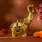 Brass Elephant Diya With Bell (10.5 Inch) Vedansh Craft
