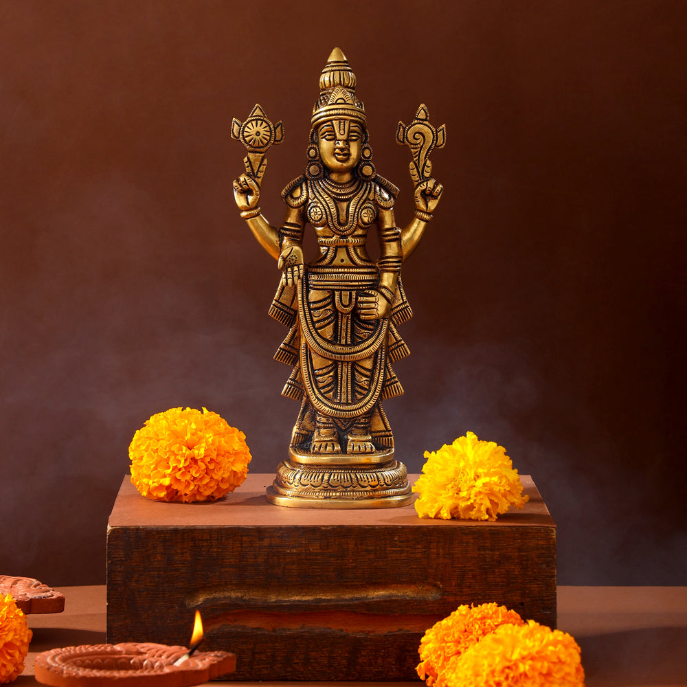 Brass Superfine Tirupati Balaji/Venkateshwar Idol (9 Inch) Vedansh Craft