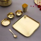 Brass Hammered Square Thali/Dinner Set (1.25 Kg) Vedansh Craft