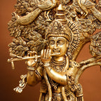 Brass Standing Krishna Idol With Tree (18.5 Inch) Vedansh Craft