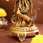 Brass Standing Krishna Idol With Tree (18.5 Inch) Vedansh Craft