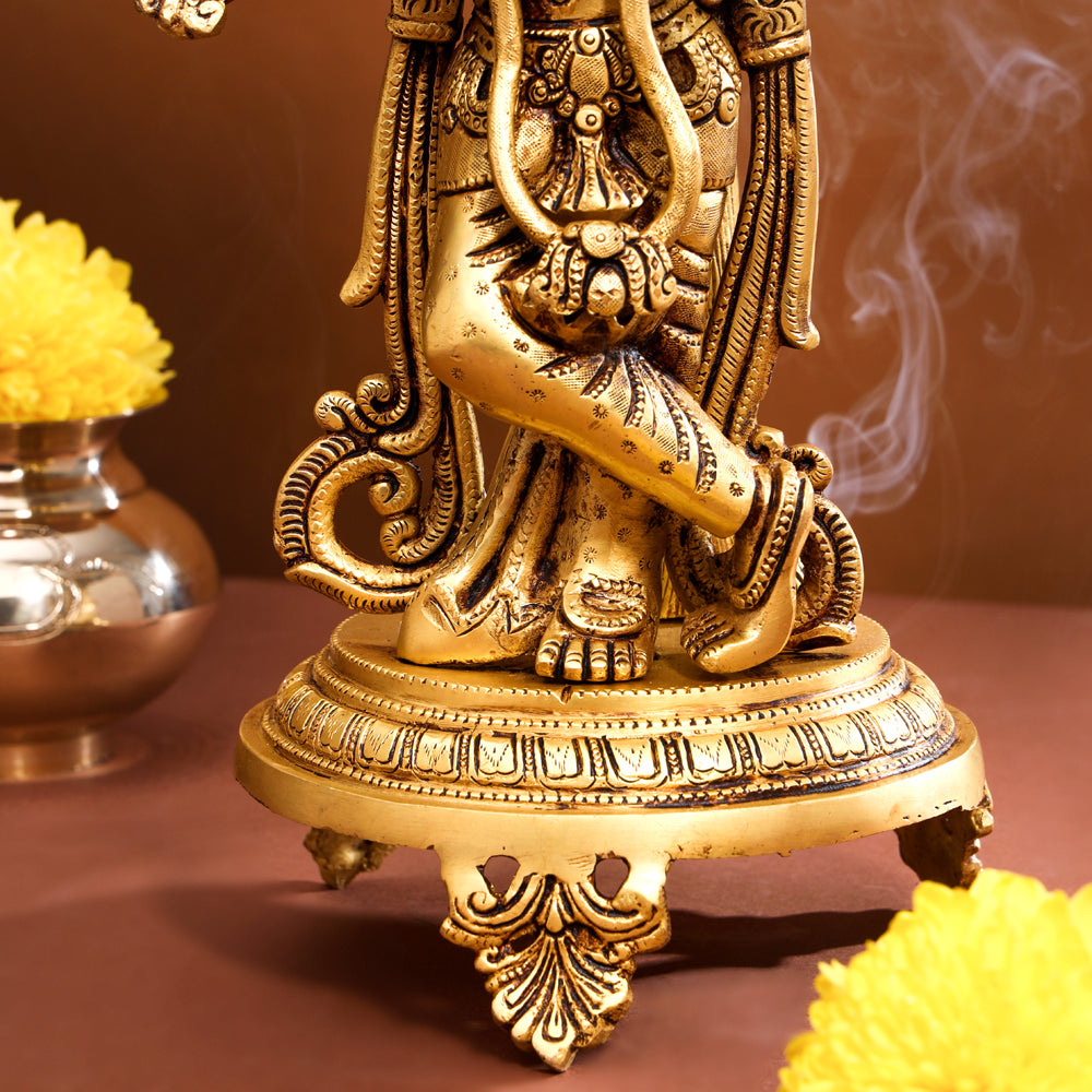 Brass Standing Krishna Idol With Tree (18.5 Inch) Vedansh Craft