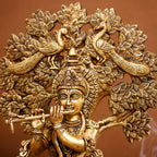 Brass Standing Krishna Idol With Tree (18.5 Inch) Vedansh Craft
