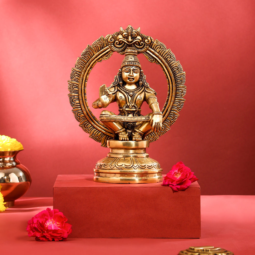 Brass Lord Frame Ayyappa/Ayyappan Idol (9.5 Inch) Vedansh Craft
