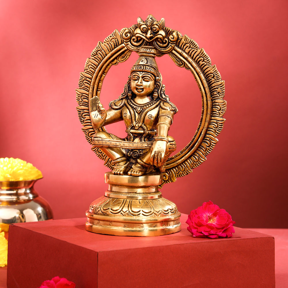 Brass Lord Frame Ayyappa/Ayyappan Idol (9.5 Inch) Vedansh Craft