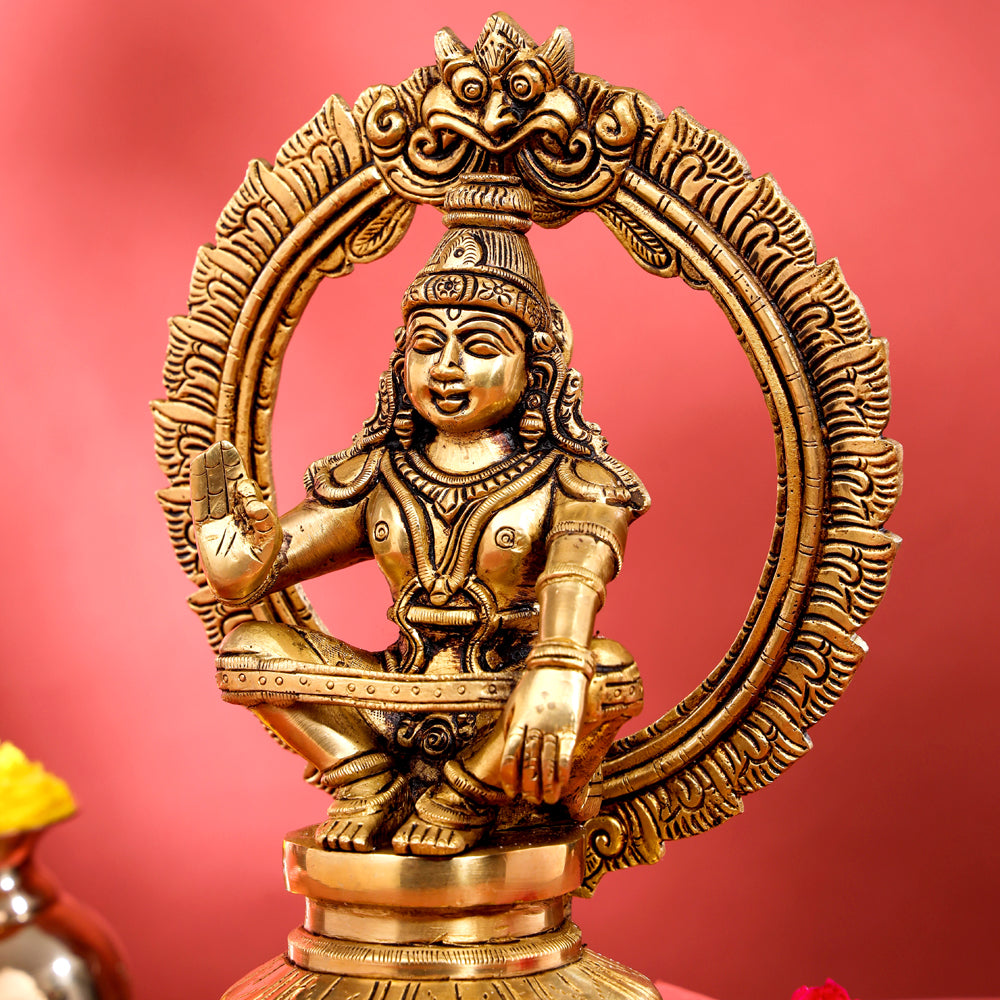 Brass Lord Frame Ayyappa/Ayyappan Idol (9.5 Inch) Vedansh Craft