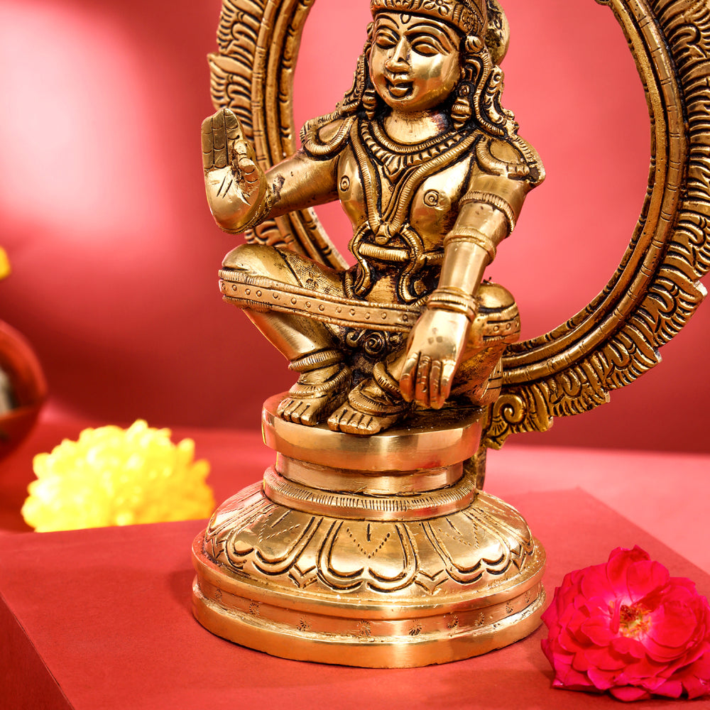 Brass Lord Frame Ayyappa/Ayyappan Idol (9.5 Inch) Vedansh Craft