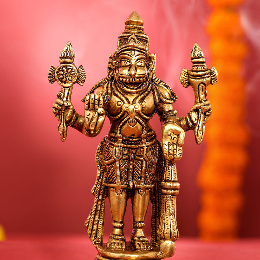 Brass Superfine Standing Narasimha Idol (6 Inch) Vedansh Craft