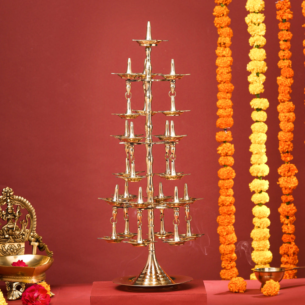 Brass Decorative Multi Wick Lamp (20 Inch) Vedansh Craft