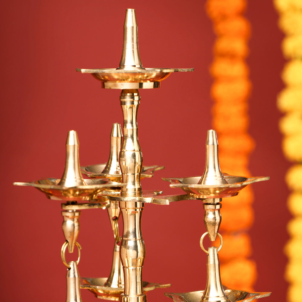 Brass Decorative Multi Wick Lamp (20 Inch) Vedansh Craft