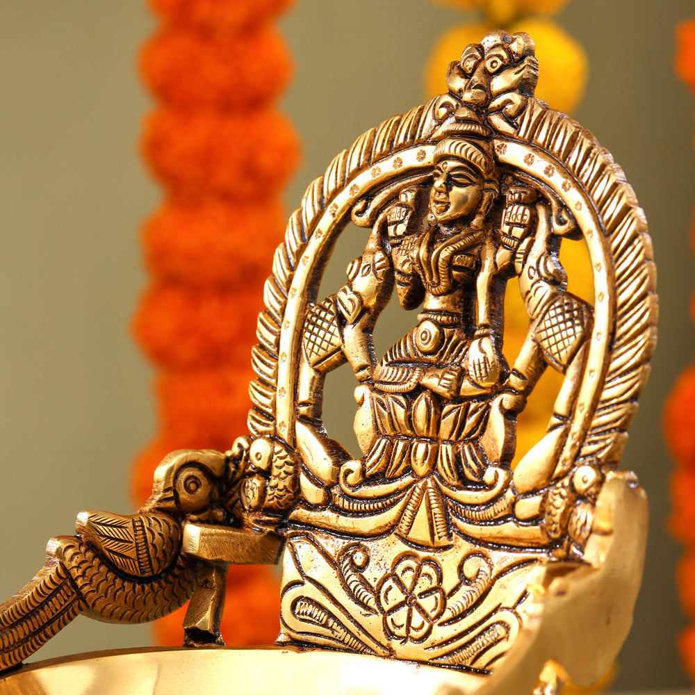 Brass Superfine Gaja Lakshmi Diya (6.5 Inch) Vedansh Craft