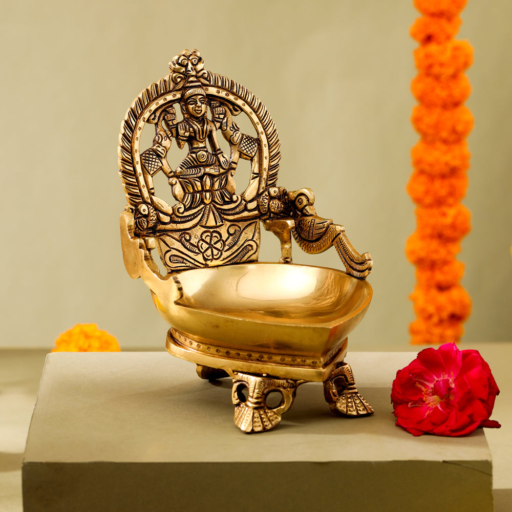Brass Superfine Gaja Lakshmi Diya (6.5 Inch) Vedansh Craft