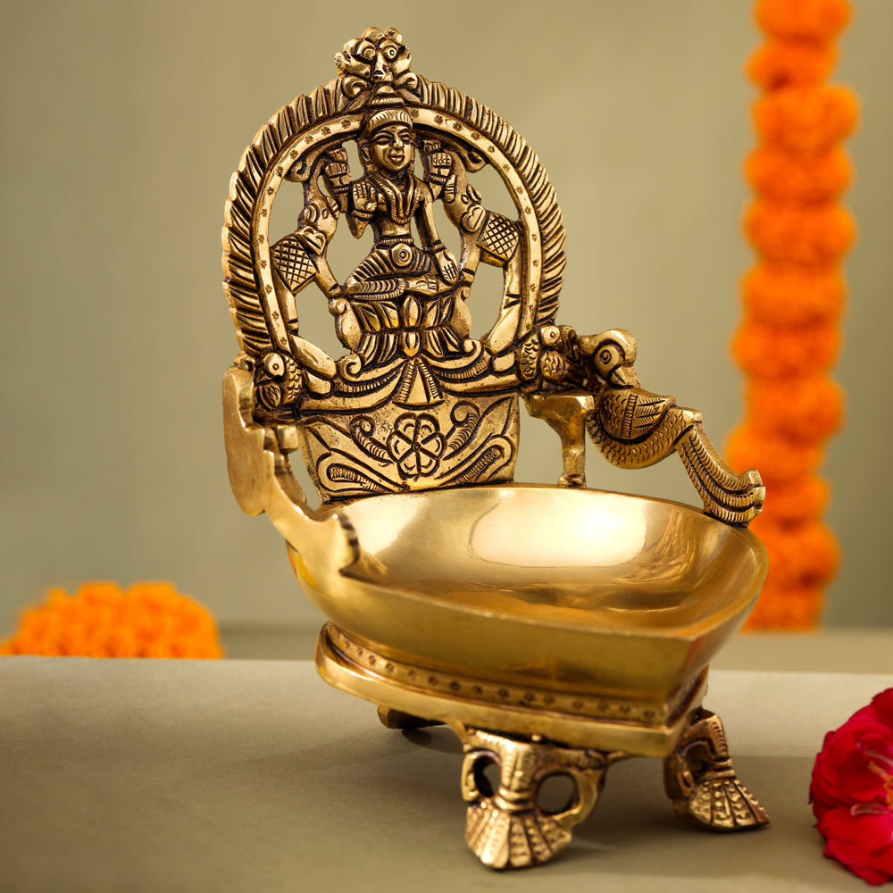 Brass Superfine Gaja Lakshmi Diya (6.5 Inch) Vedansh Craft