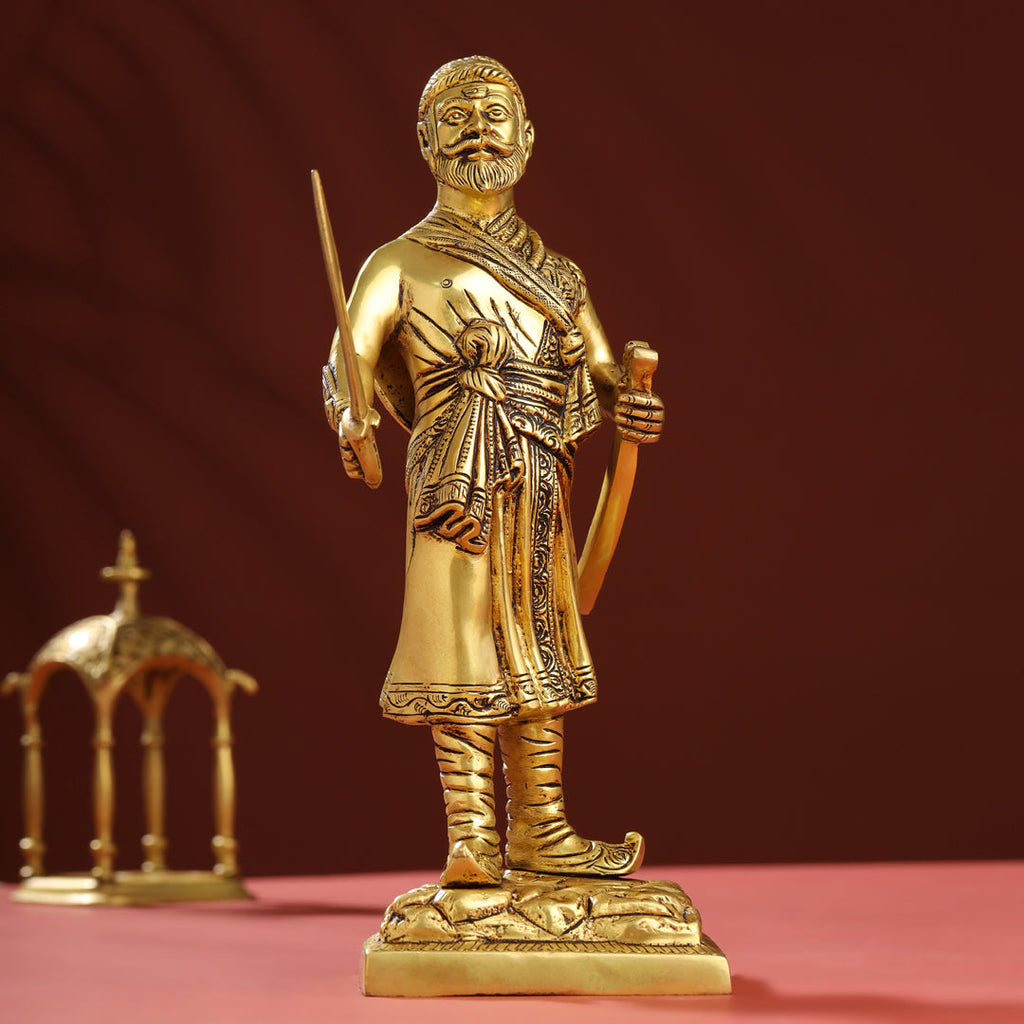 Brass Chatrapati Shivaji Maharaj Idol (12.5 Inch) Vedansh Craft