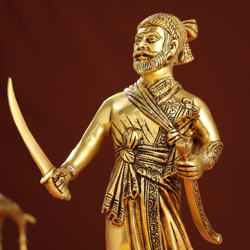 Brass Chatrapati Shivaji Maharaj Idol (12.5 Inch) Vedansh Craft