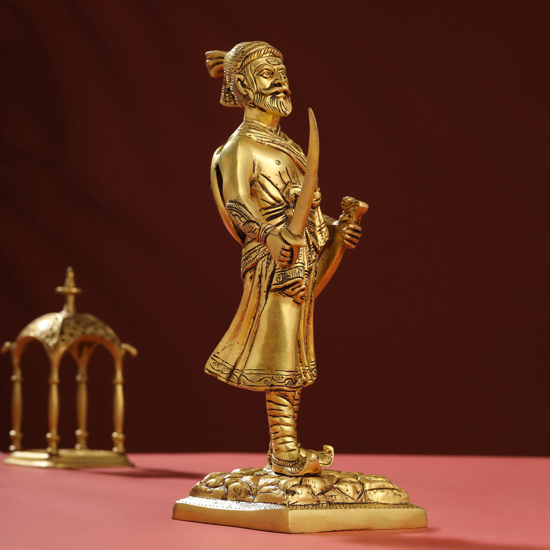 Brass Chatrapati Shivaji Maharaj Idol (12.5 Inch) Vedansh Craft