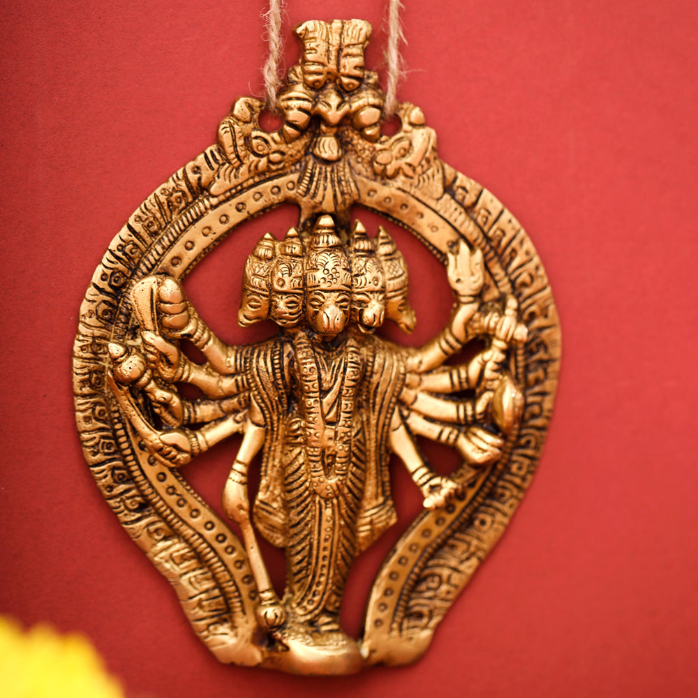 BRASS PANCHMUKHI HANUMAN WALL HANGING (5") Vedansh Craft