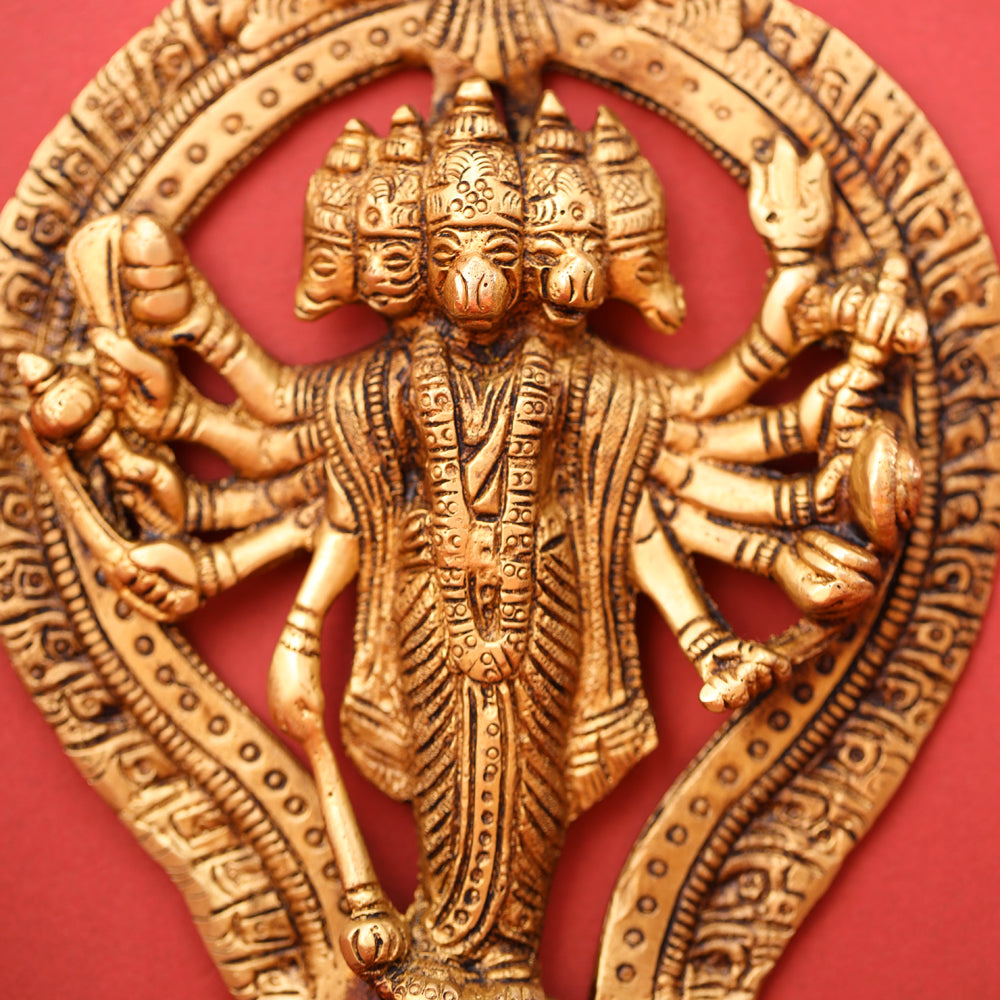 BRASS PANCHMUKHI HANUMAN WALL HANGING (5") Vedansh Craft