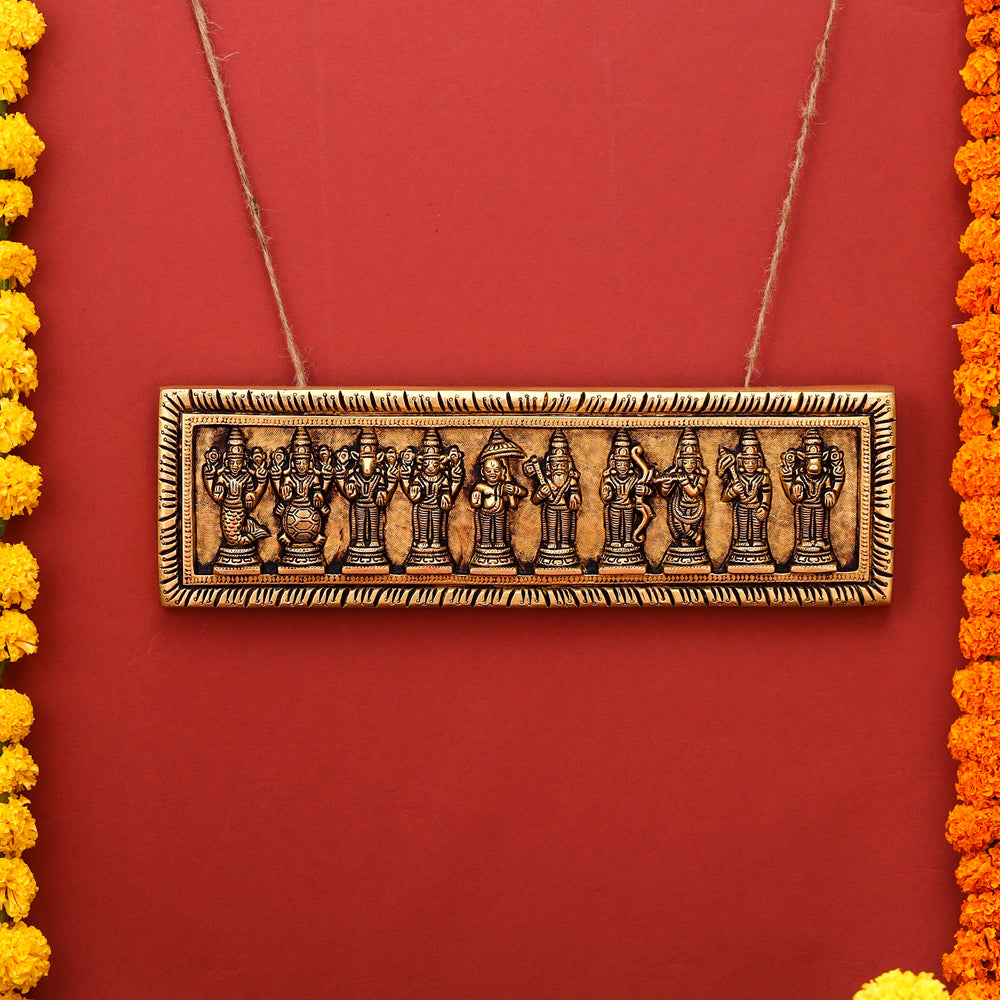 Brass Dashavatara / Vishnu Avatar Wall Hanging (4 Inch) Vedansh Craft