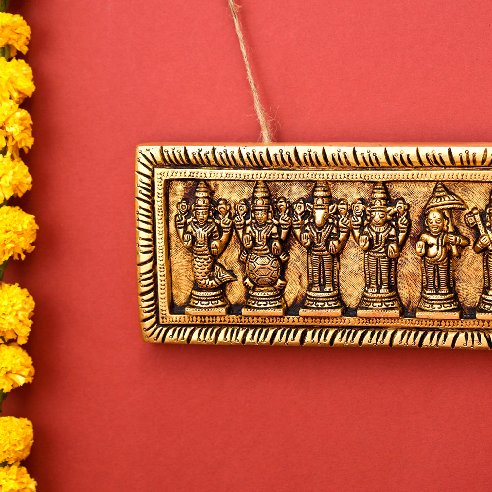 Brass Dashavatara / Vishnu Avatar Wall Hanging (4 Inch) Vedansh Craft