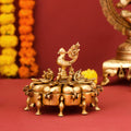 Brass Peacock Kumkum Box (5 Inch) Vedansh Craft