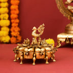 Brass Peacock Kumkum Box (5 Inch) Vedansh Craft