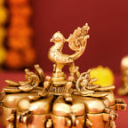 Brass Peacock Kumkum Box (5 Inch) Vedansh Craft