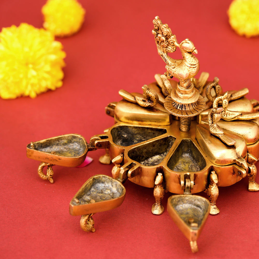 Brass Peacock Kumkum Box (5 Inch) Vedansh Craft