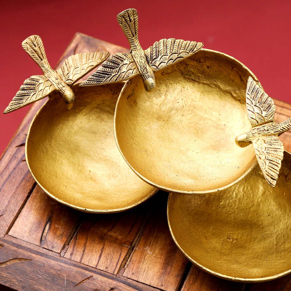 Brass Decorative Urli With Butterfly (6 Inch) Vedansh Craft