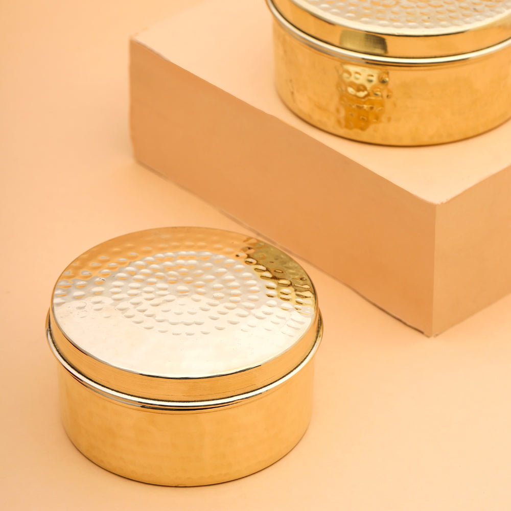 Brass Ladoo Box With Lid Vedansh Craft