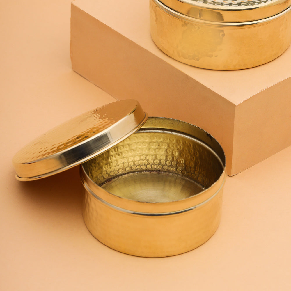 Brass Ladoo Box With Lid Vedansh Craft