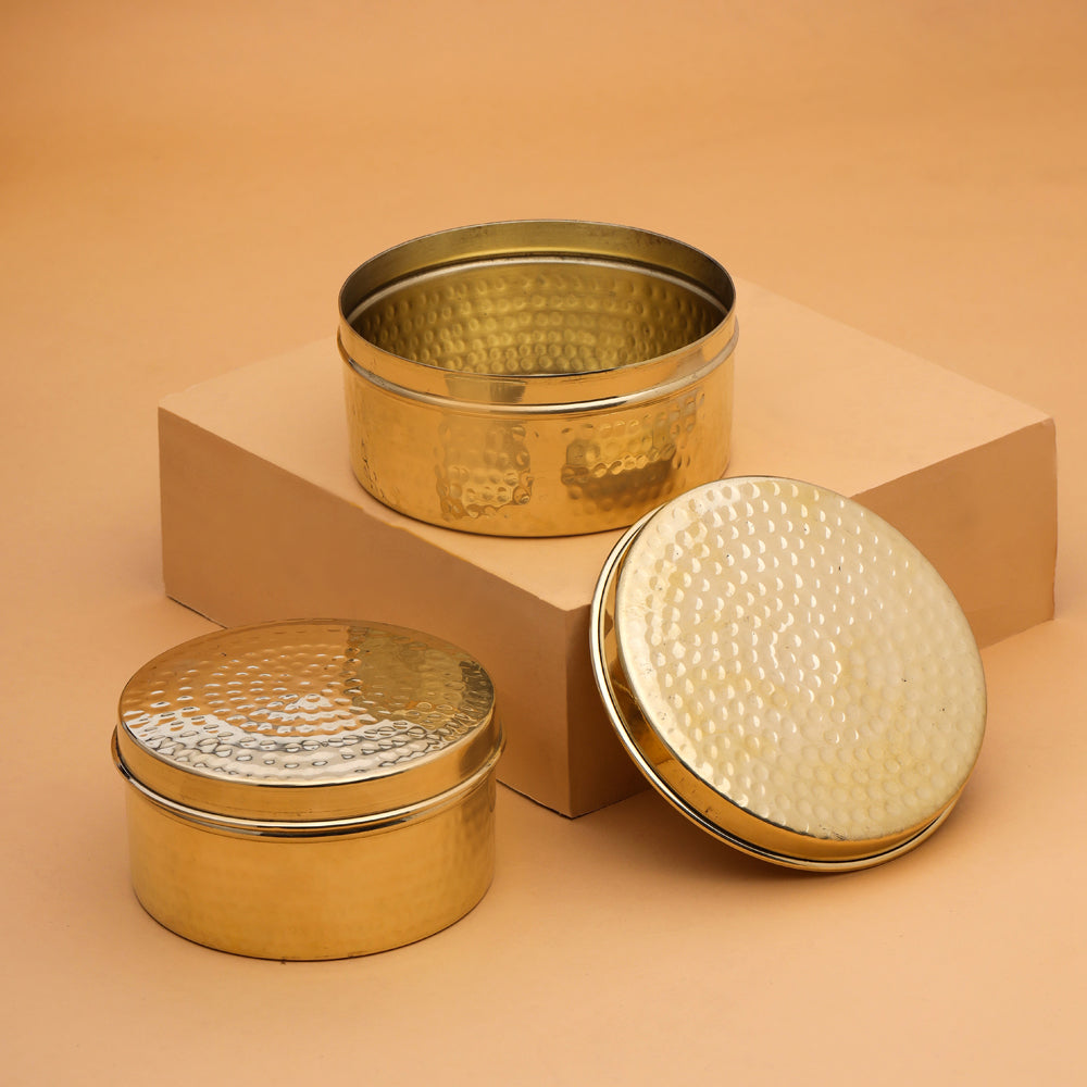 Brass Ladoo Box With Lid Vedansh Craft