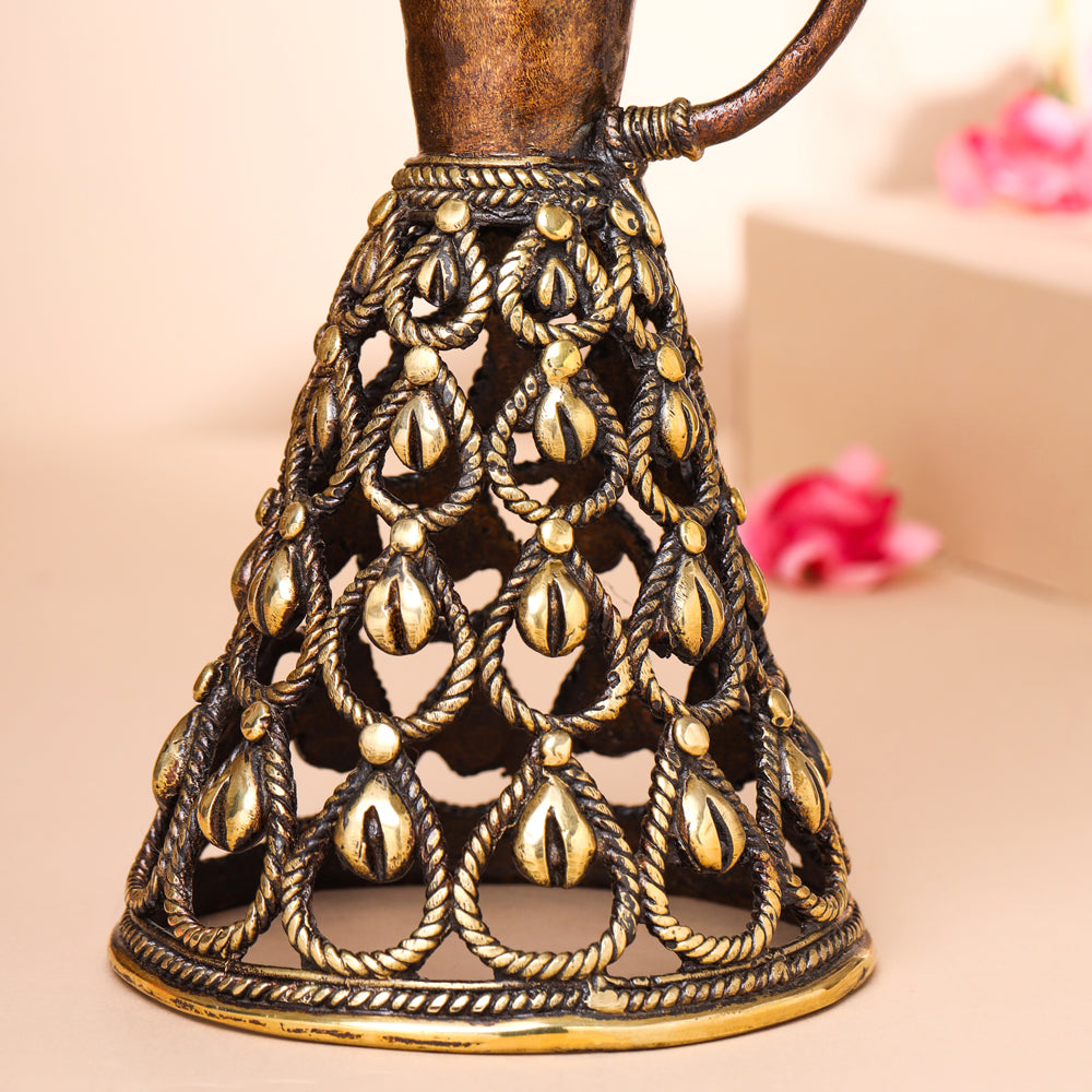 Brass Dhokra Tribal Lady Showpiece (15.5 Inch) Vedansh Craft