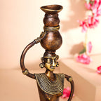 Brass Dhokra Tribal Lady Showpiece (15.5 Inch) Vedansh Craft