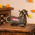 Brass Dhokra Sitting Kamdhenu Cow With Calf Idol (6 Inch) Vedansh Craft