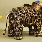 Brass Dhokra Elephant Down Trunk Statue (7 Inch) Vedansh Craft