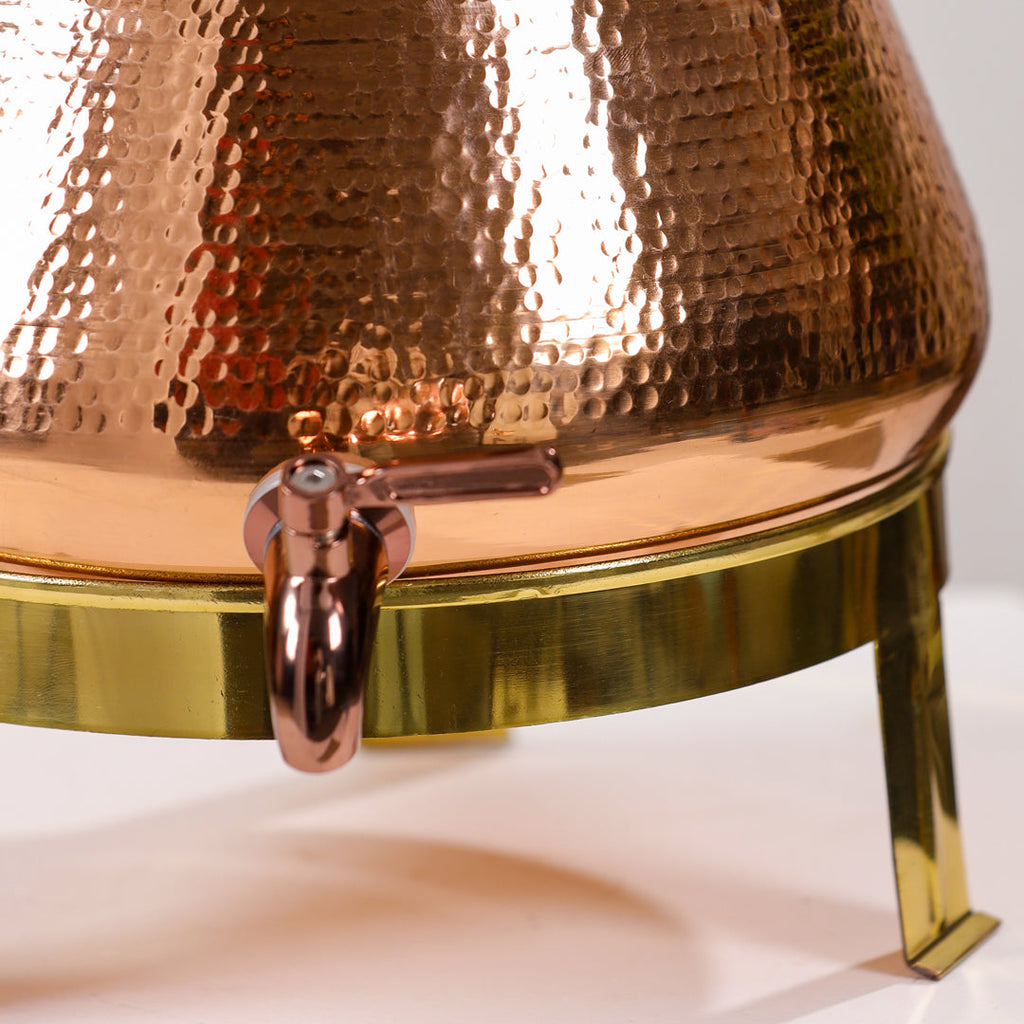Copper Round Water Dispenser (11.5 Inch) Vedansh Craft