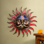 Brass Dhokra Sun Face Wall Hanging (13.5 Inch) Vedansh Craft